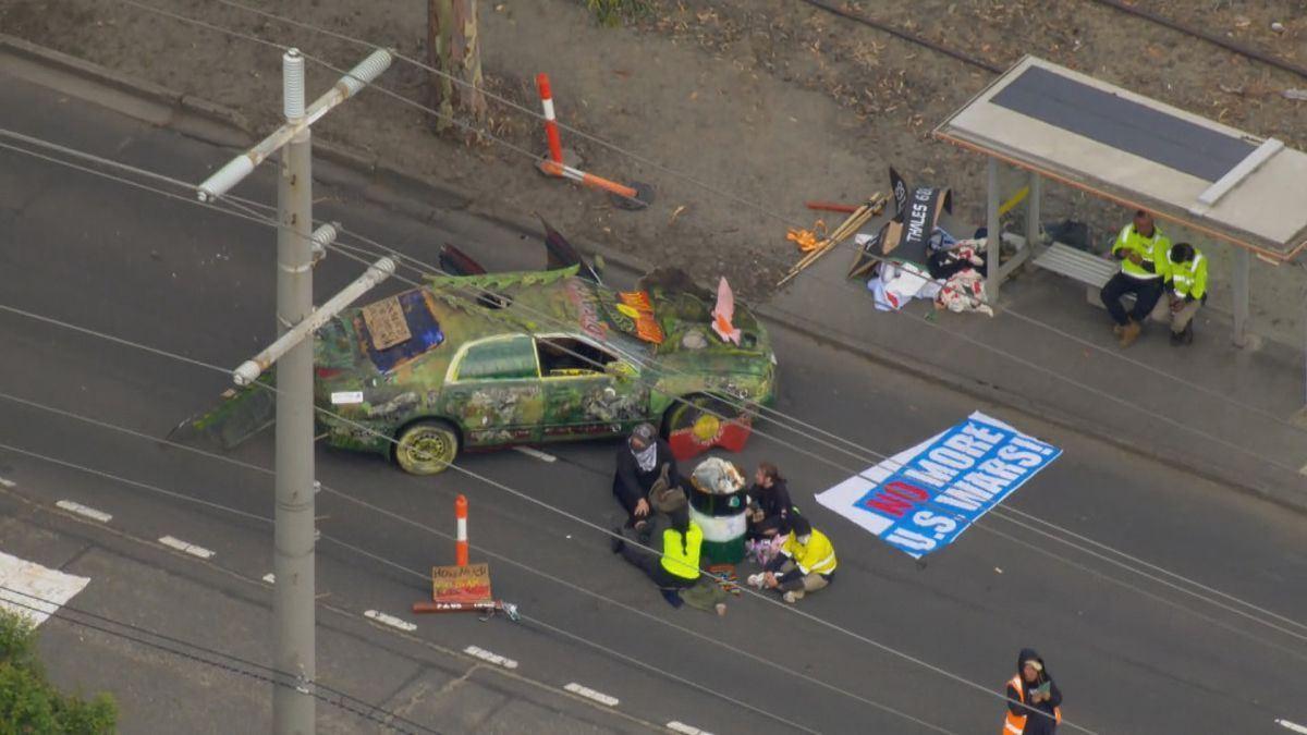 مسدود شدن جاده‌ها توسط معترضان طرفدار فلسطین در ملبورن