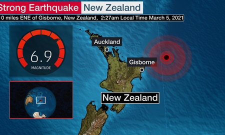 زمین‌لرزه ۷،۲ ریشتری در نزدیکی سواحل نیوزلند