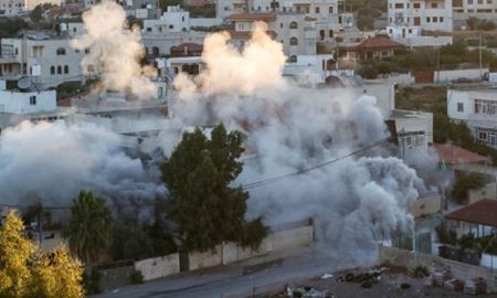 منفجر کردن یک خانه مسکونی فلسطینی توسط اسرائیلی‌ها