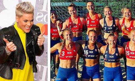 حمایت خوانند مشهور آمریکایی از پو‍‍شش تیم هندبال ساحلی زنان نروژ