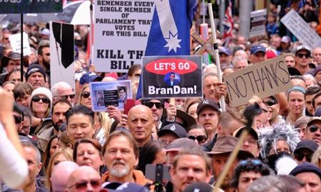 تجمع معترضان برای سومین هفته متوالی در ملبورن استرالیا