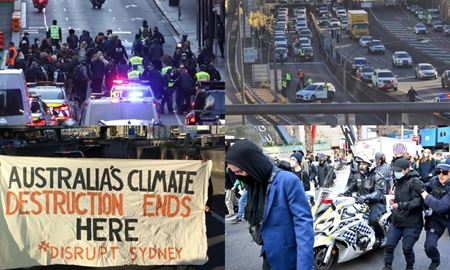 بسته شدن تونل سیدنی هاربور در نیوساوت‌ولز استرالیا توسط معترضان