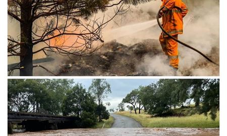 شرایط جوی عجیب در استرالیا؛ آتش سوزی در استرالیای غربی، سیل در کوئینزلند