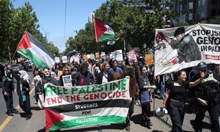 راهپیمایی دانش آموزان در ملبورن به نشانه حمایت از فلسطین