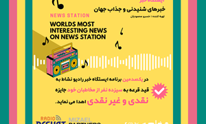 ایستگاه خبر (100) - اخبار شنیدنی و جذاب جهان برنامه ای از رادیو نشاط استرالیا/ اسپانسر:شرکت حسابداری میزائیل پارتنرز/ ایستگاه خبر وارد باشگاه 100 تایی های رادیو نشاط می شود. در این برنامه به قید قرعه کشی به شنونده ها جوایزی اهدا می گردد