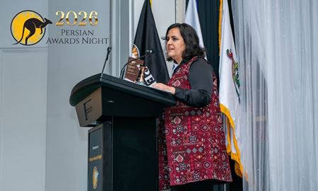 حضور رعنا ابراهیمی، مدیر ملی شبکه حمایت از جوانان چندفرهنگی استرالیا در «پرشین آوارد نایت ۲۰۲۶»؛ تأکید بر همبستگی با مردم ایران